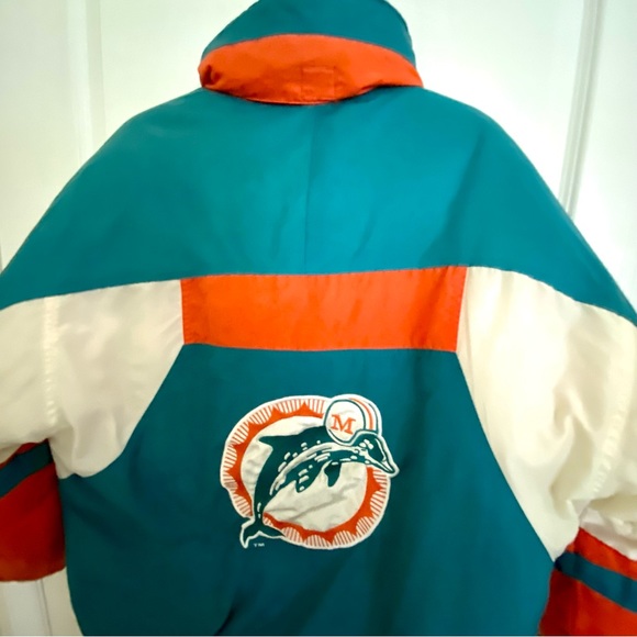 Vintage Miami Dolphins L Puffer Jacket Full Zip Old Logo NFL Game Day 80s - Picture 6 of 15